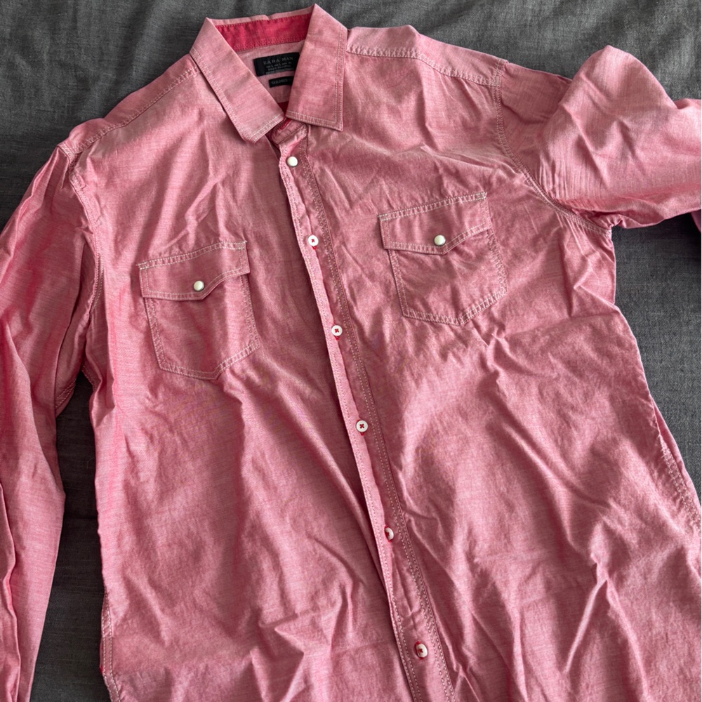 Zara Men's Pink Casual Button Down Shirt